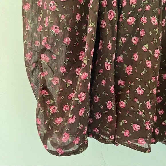 Astr the Label Floral Smocked Top-XL, Puff Sleeve Boho Chic Blouse - Picture 6 of 9